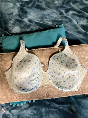 BALLET Floral Underwire Bra in White & Blue
